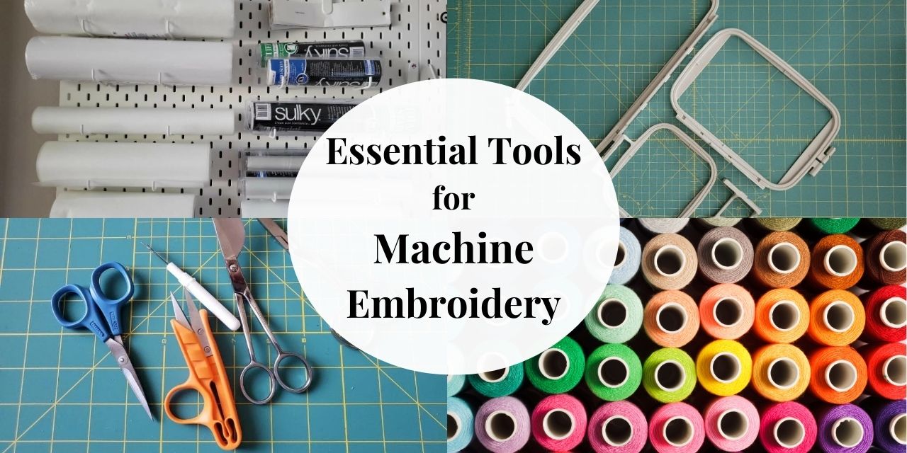 image having different type of machine embroidery tools