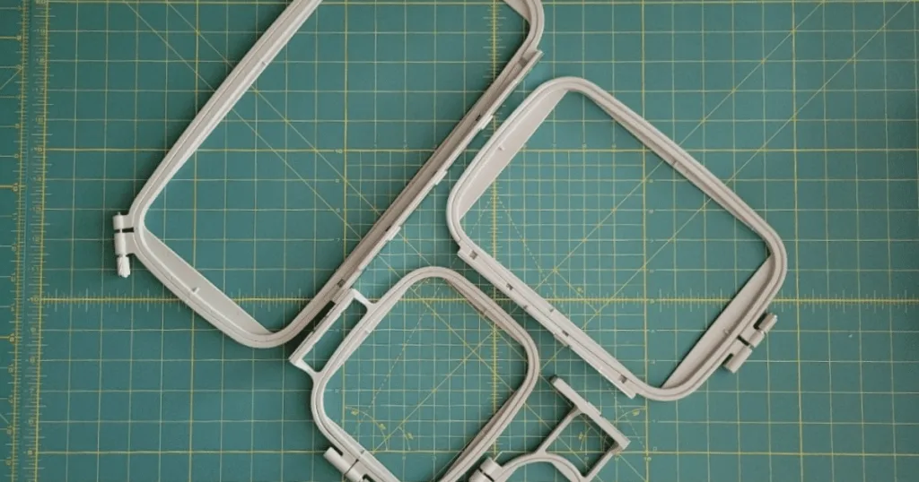 different sizes of hoops, Embroidery tools