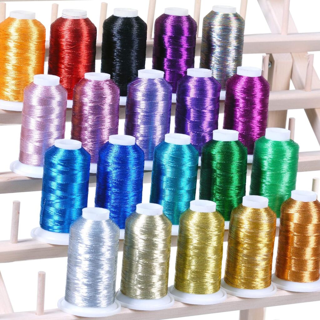 an image having so many different , embroidery threads, Embroidery tools