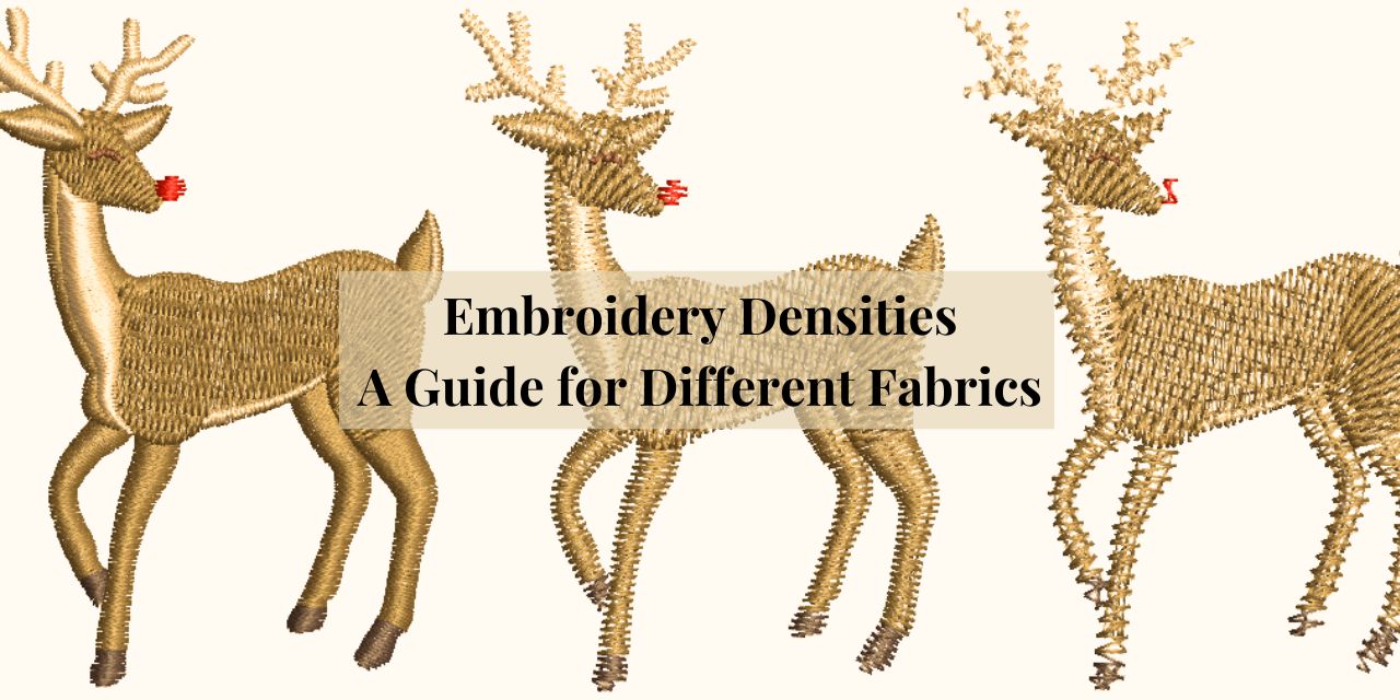 an image having different types of embroidery densities