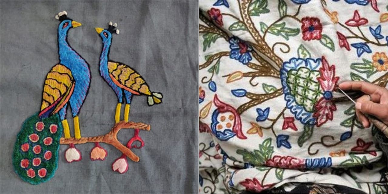 Embroidery techniques using Kashmiri embroidery